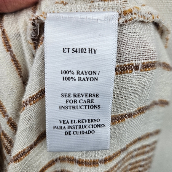 Anthropology En Creme Womens Button Up Collared Orange/Tan Shirt Sz M Lagenlook - Picture 5 of 6